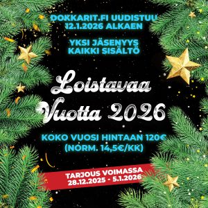 Dokkarit uudistuu 12.1.2026! Yksi jäsenyys - kaikki sisältö. Avajaistarjous voimassa 28.12.2025 - 5.1.2026