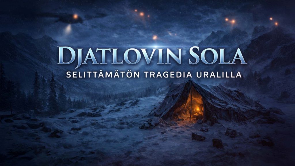 Talvinen vuoristomaisema ja retkikuntaan liittyvä mysteeri – Djatlovin solan tragedia, dokkarit.fi