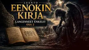 Langenneen enkelin symbolinen kuva, jossa tumma hahmo istuu raunioiden keskellä viitaten muinaisiin kertomuksiin ja Eenokin kirjaan.