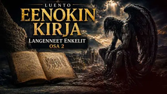 Langenneen enkelin symbolinen kuva, jossa tumma hahmo istuu raunioiden keskellä viitaten muinaisiin kertomuksiin ja Eenokin kirjaan.